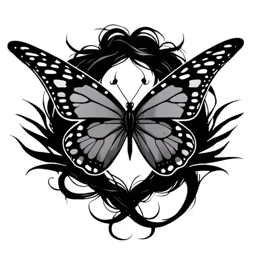 Female Warrior Symbol With Butterfly