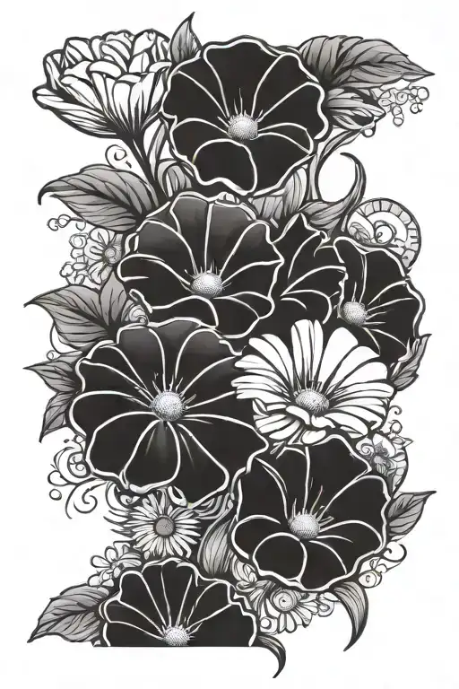 Morning Glory And Daisy Roman Numeral Birthday Date