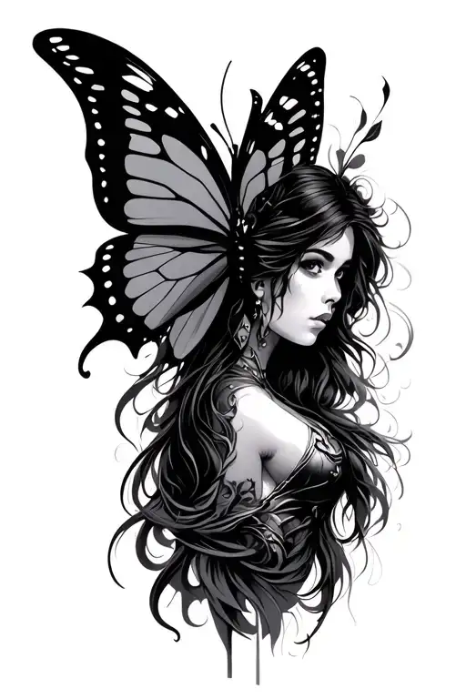 Female Warrior Symbol Butterfly