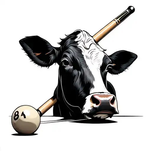Cow Playing Pool Cue