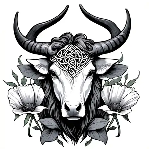 Celtic Taurus With Poppy Flower