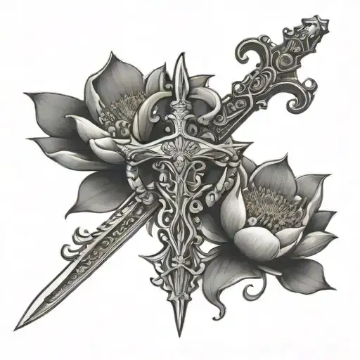 St Michael's Sword With A Lotus Flower Blooming