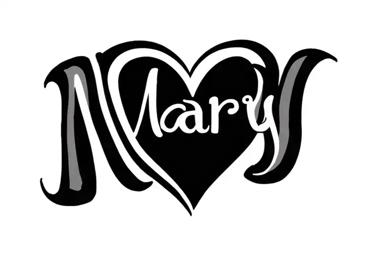 Simple Tatto Name Mary With Small Heart