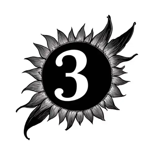 The Number 3 Blended Into The Sun