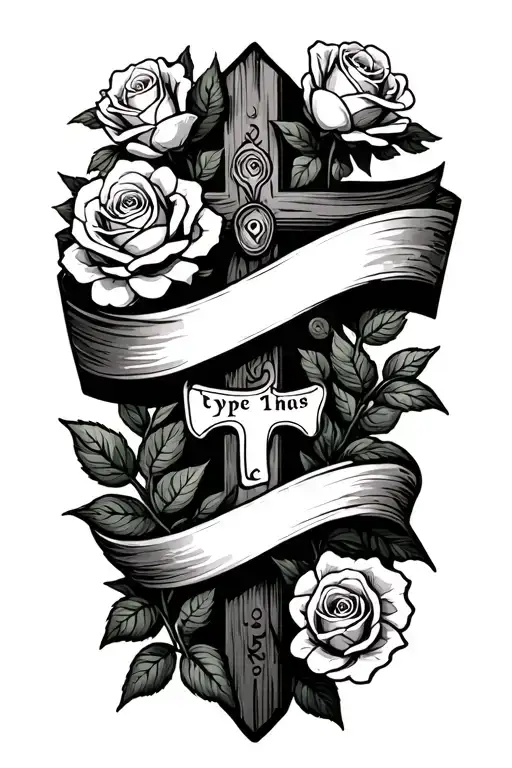 Type 1 Diabetic Written On A Banner With Roses Growing On A Cross