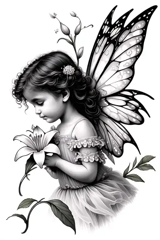 Child Fairy Holding A Lily