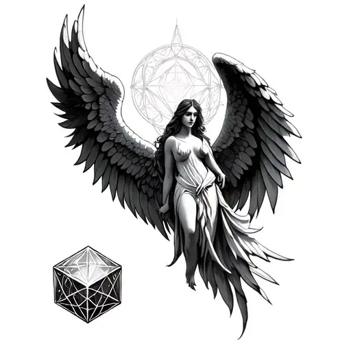 Angel Wings And Metatron Cube