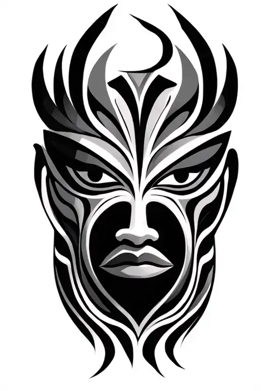 African Tribal Mask With Andikra Patterns Incorporated