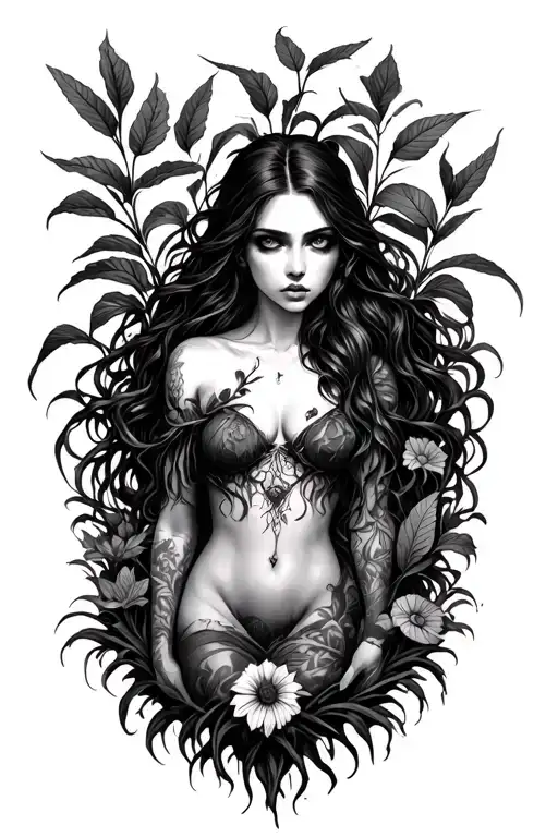 Lilith Surrounded By Poisonous Plants Growing