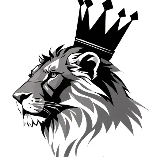 Lion Head With Crown And Geometric Representation
