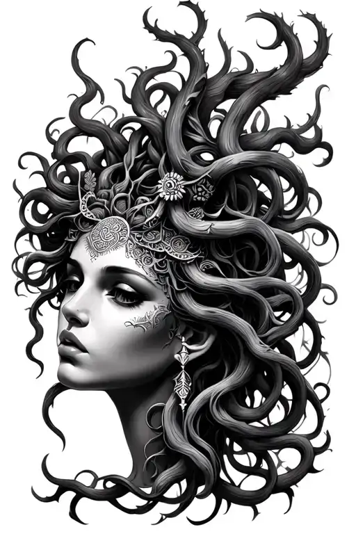 Medusa With Mandala Design
