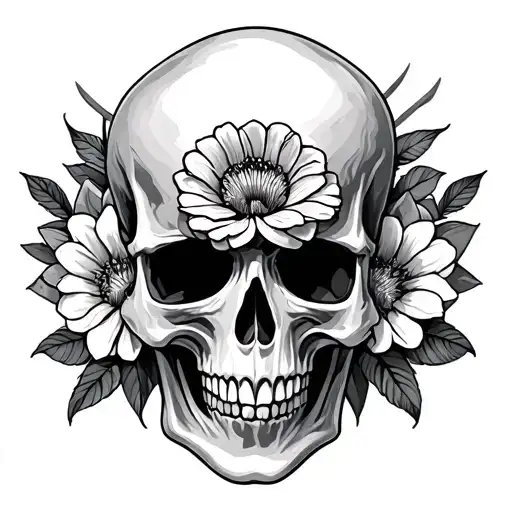 Flowers Skull Time