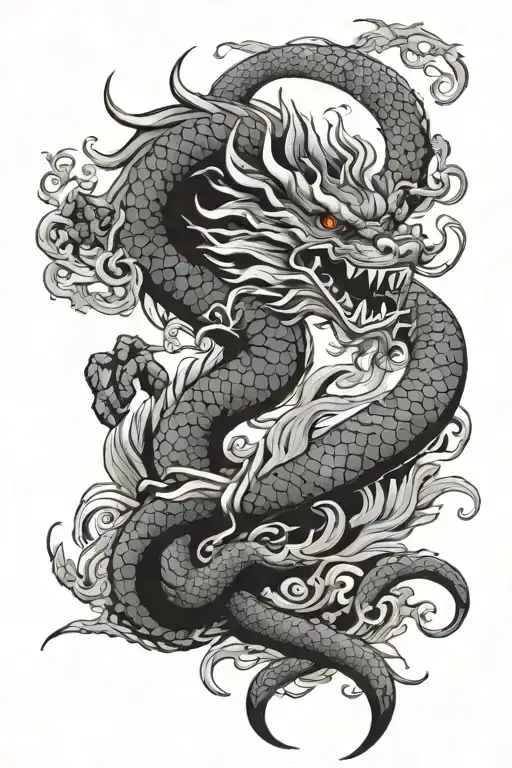 Japanese Dragon And Japanese Symbol
