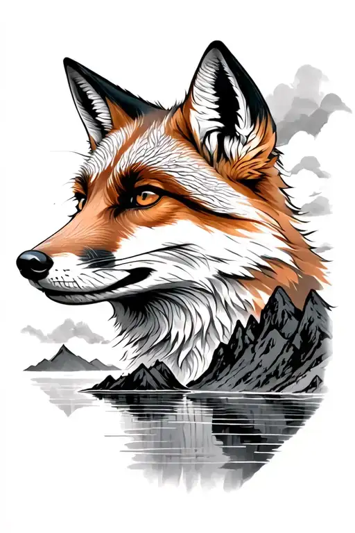Fox With Mountains And A Lake