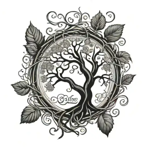 Celtic-style Family Tree With Roman Numeral Birthdate In The Branches