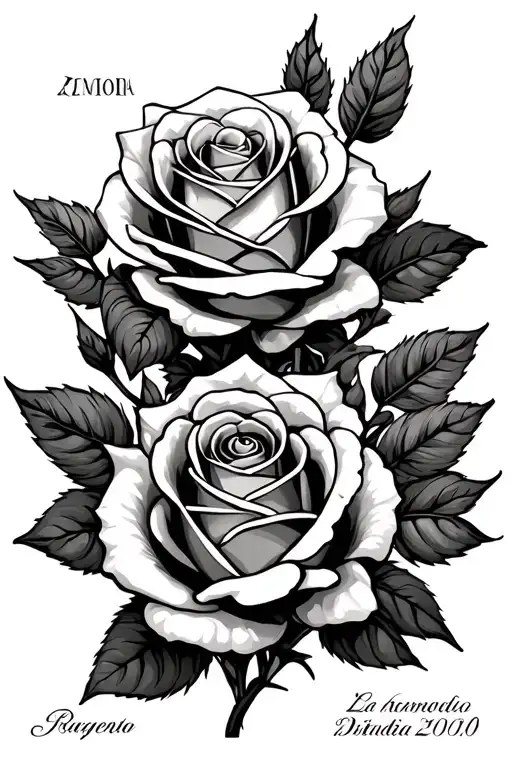 Roses With Italian Writing And Birthday Dates In Roman Numerals