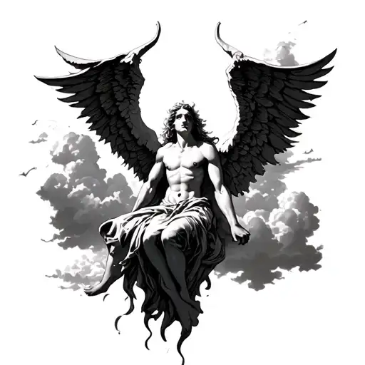 Falling Lucifer Angel Through The Sky