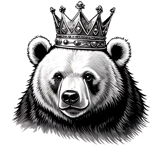 Baby Bear Wearing King Crown Adorned