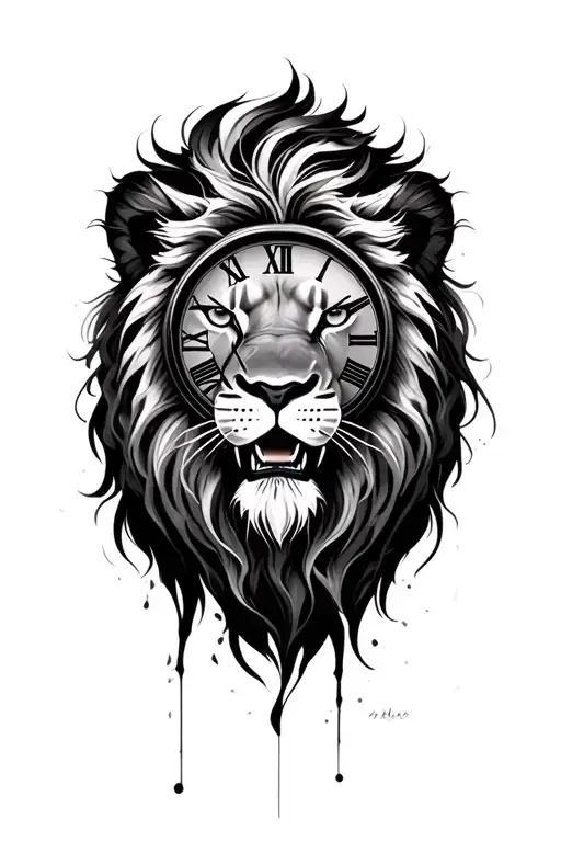 Lion Clock Rose Fierce Lion