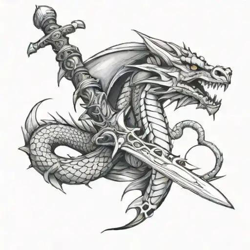 Dragon Wrapped Around A Sword