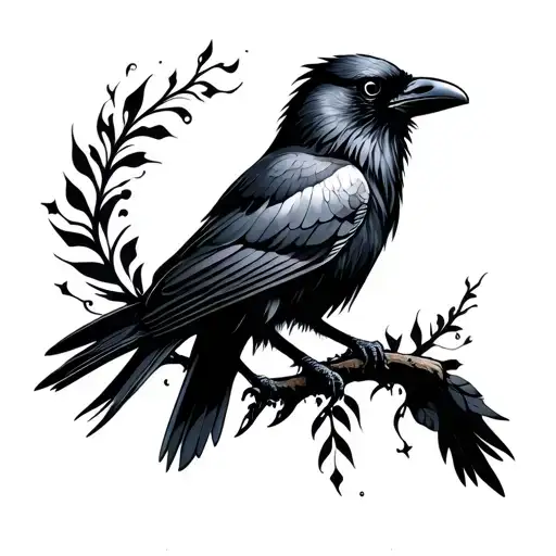 Mandala Design Featuring Raven Perched