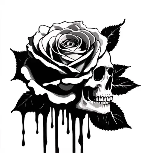 Bleeding Rose With Skull