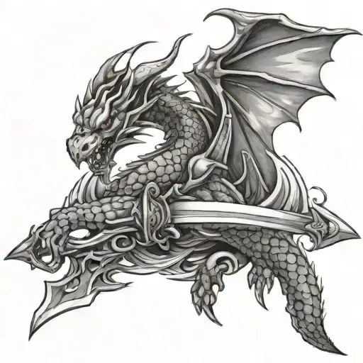 Dragon Wrapped Around A Sword