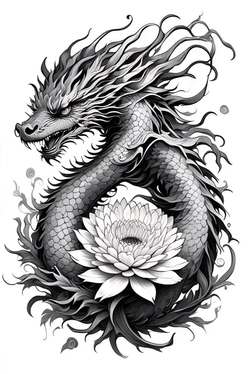Chrysanthemum And Dragon Intertwined