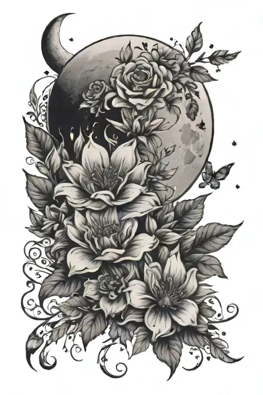Moon And Flowers