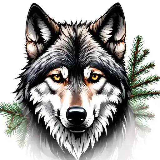 Wolf With Fir