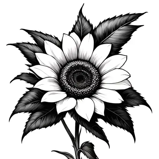 Black And White Sunflower Classic
