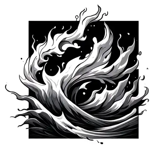 Geometric Fire Wind Waves Crashing