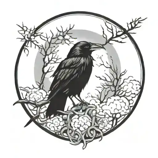 Raven Gothic Forest Full Moon