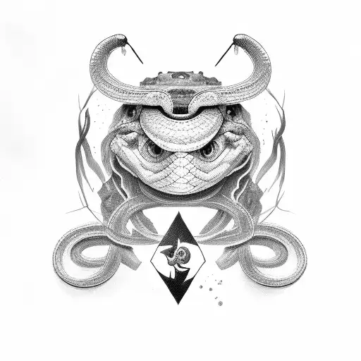 Snake On Cross And Hawk