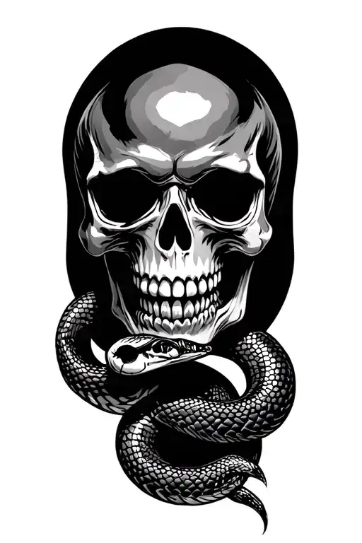 Scary Skull And Snake