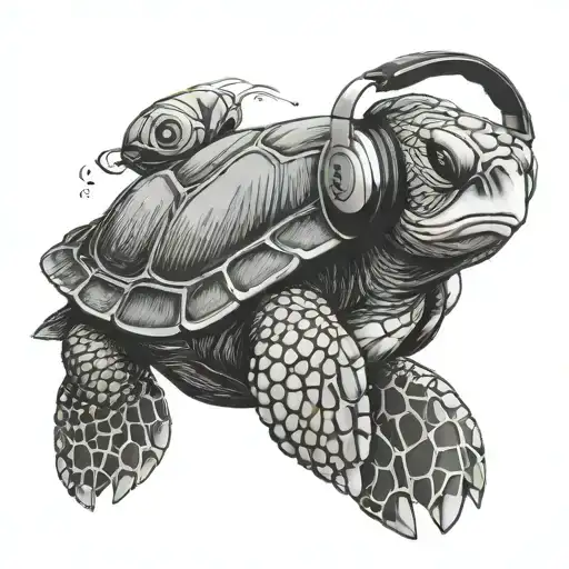 Sea Turtle Wearing Headphones