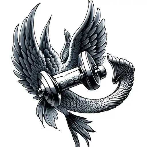 Pisces Dumbell Love And Wings Behind