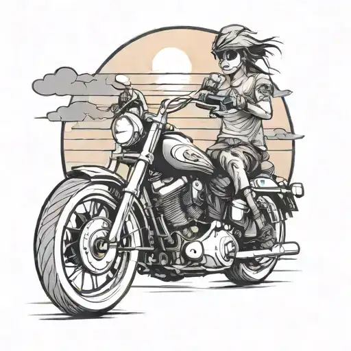 Harley Riding In To The Sunset