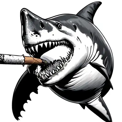 A Shark With A Blunt In The Mouth