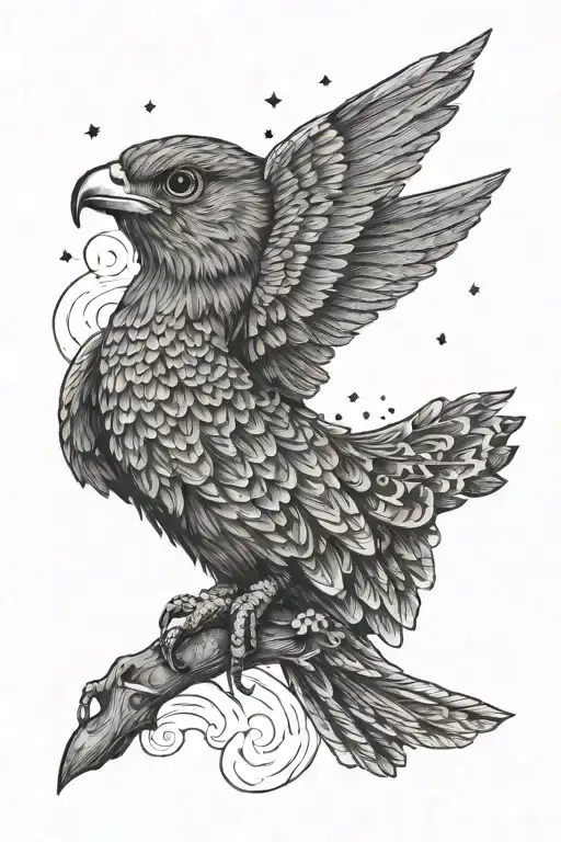 Whippoorwill Bird In Nigh Sky Filled