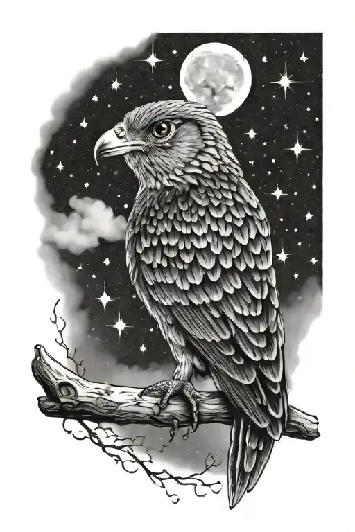 Whippoorwill Bird In Night Sky Of Stars
