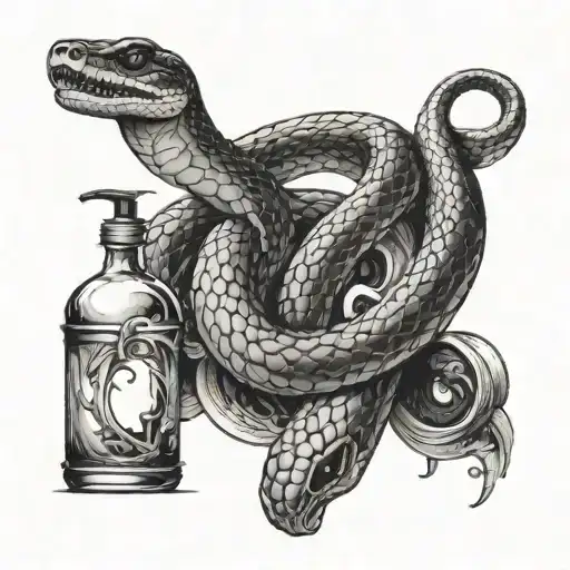 A Snake That Bite A Bottle