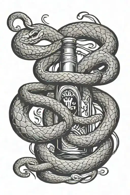 A Long Snake That Bite A Whisky Bottle