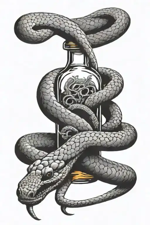 A Long Snake That Bite A Whisky Bottle