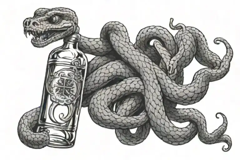 A Snake That Bite A Whisky Bottle Floating