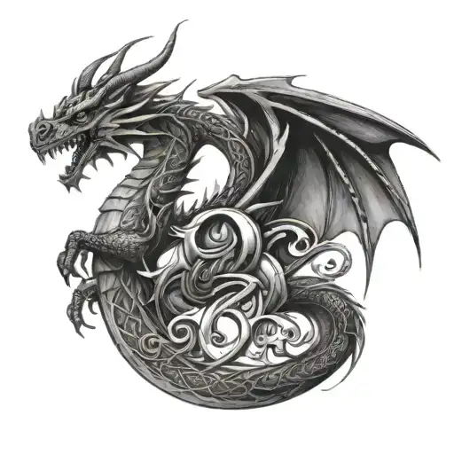 A Dragon With 2024 In Roman Numerals And The Name Genesis Intertwined
