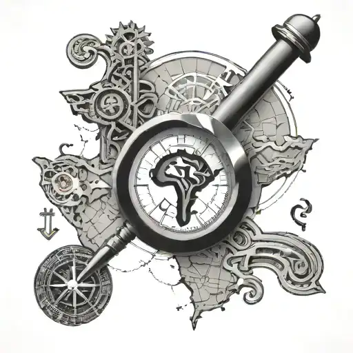 Ankh Symbol With Africa Map World Compass Turntable Tonearm