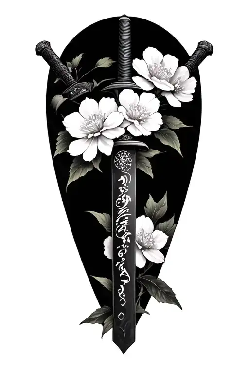 Katana With Sakura Flowers