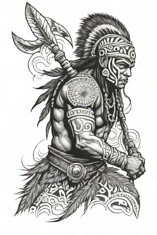 Aboriginal Warrior In Front
