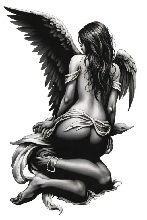 The Fallen Angel Back Tattoo Design